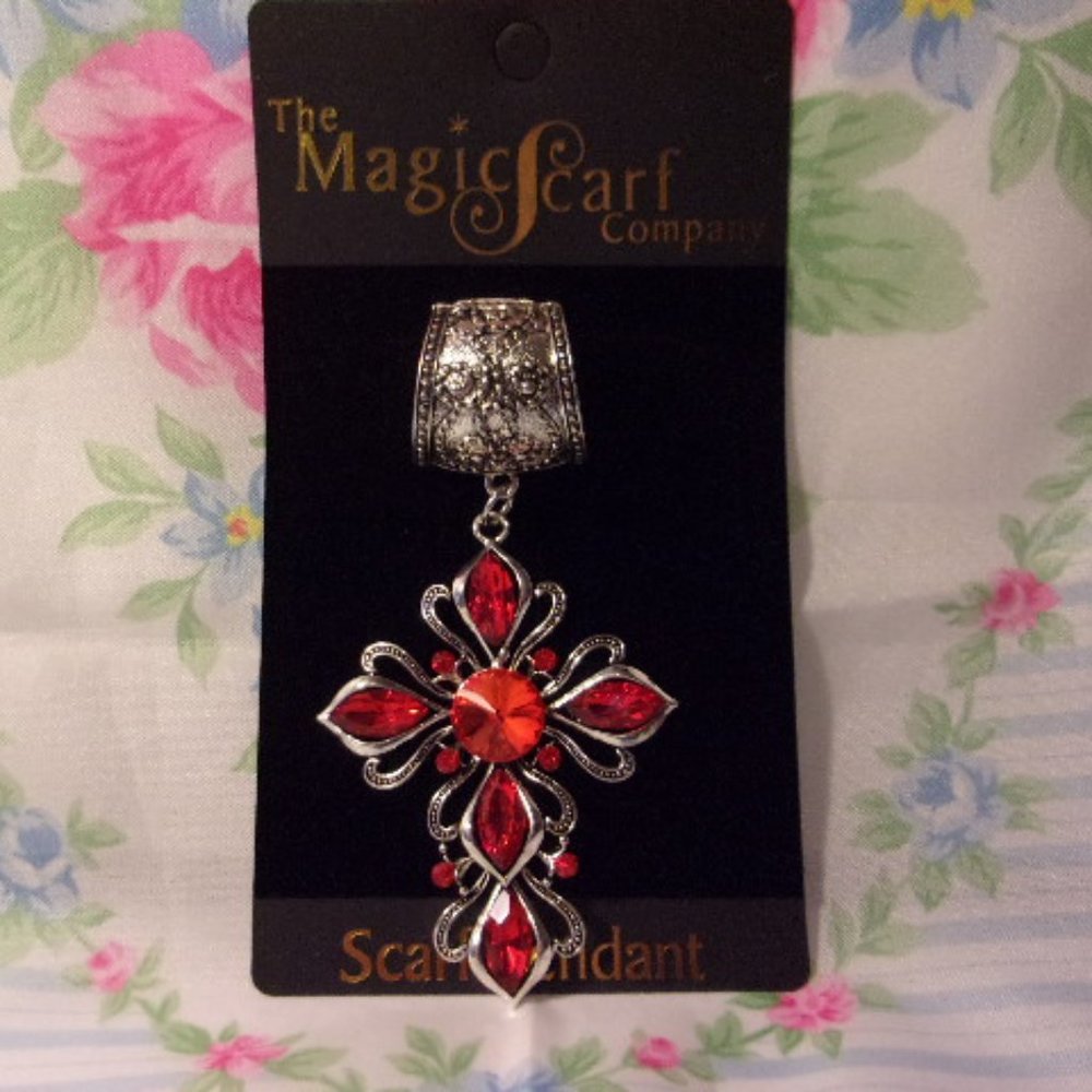 Magic Scarf Company Red Cross Scarf Pendant Scarf Ring